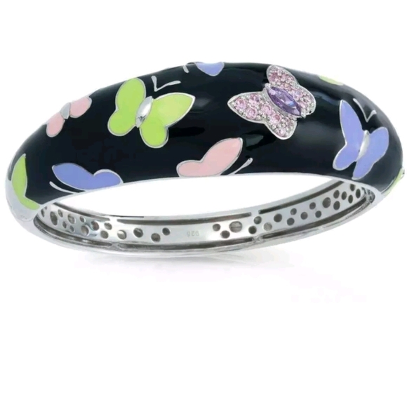 Belle Étoile Black Papillon Butterfly Amethyst + Sterling...